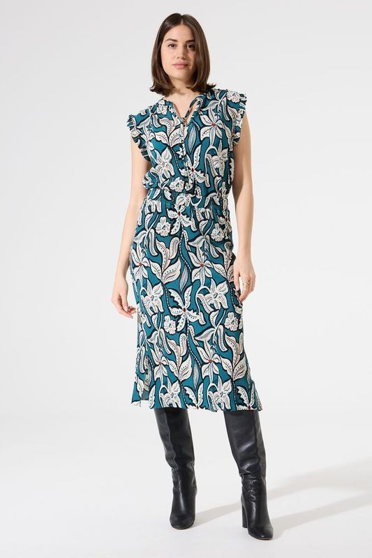 GARCIA - Midi Rok - Blauw - Slim Fit - Hoge Taille