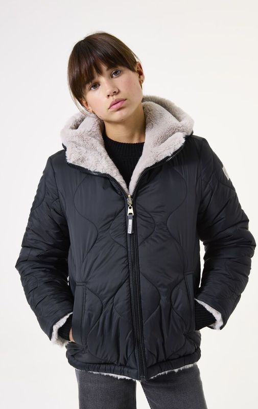 GARCIA - Jas - Zwart - Meisjes - Omkeerbaar - Imitatiebont