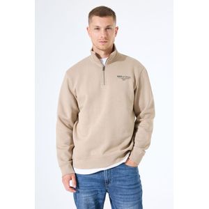 Chief - Sweater - Bruin - Met Tekstprint - Opstaande Kraag met Ritssluiting