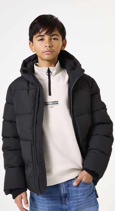 GARCIA - Gewatteerde Puffer Jas - Zwart - Met Capuchon