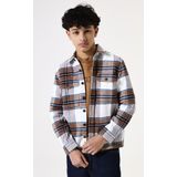 GARCIA - Overshirt - Wit - Regular Fit - Katoen - Ruitpatroon