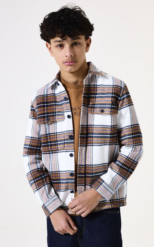 GARCIA - Overshirt - Wit - Regular Fit - Katoen - Ruitpatroon