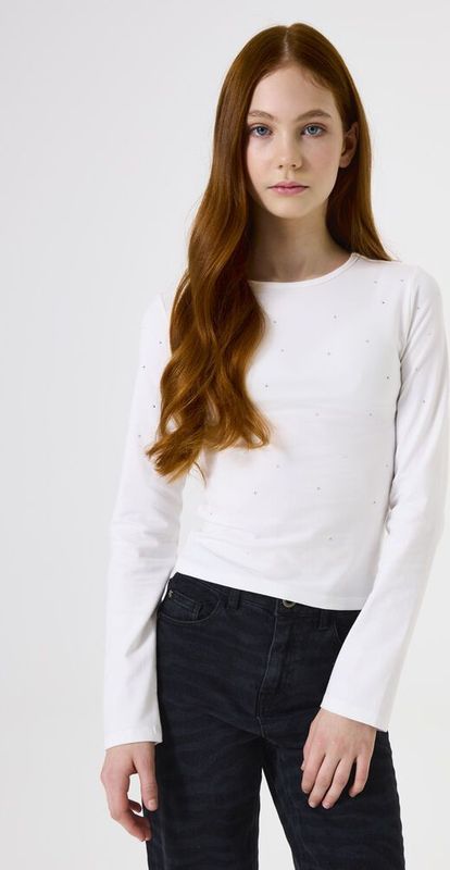 GARCIA - Longsleeve - Wit - Effen T-shirt - Lange Mouw