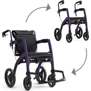 Rollz Motion 2.1 rollator en rolstoel in één - Dark Purple
