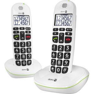 PhoneEasy 110 draadloze duo telefoonset met sprekende cijfertoetsen - wit