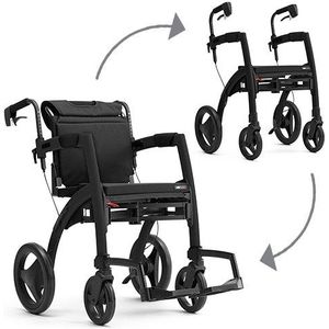 Rollz Motion 2.1 rollator en rolstoel in één - Matt Black