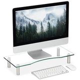 relaxdays Monitorständer silber, transparent