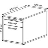 HAMMERBACHER TC20 Rollcontainer eiche 3 Auszüge 42,8 x 80,0 x 51,2 cm