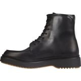 Tommy Hilfiger - Premium Gekartelde Veterlaarzen - Zwart - Leer