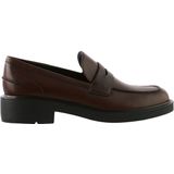 Loafers - Effen - Leer - Blokhak - Ronde Neus