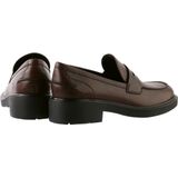 Loafers - Effen - Leer - Blokhak - Ronde Neus