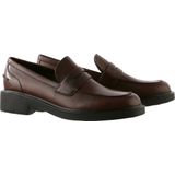 Loafers - Effen - Leer - Blokhak - Ronde Neus