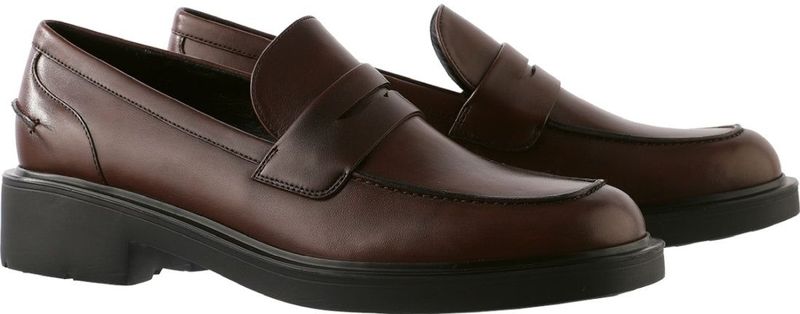 Loafers - Effen - Leer - Blokhak - Ronde Neus