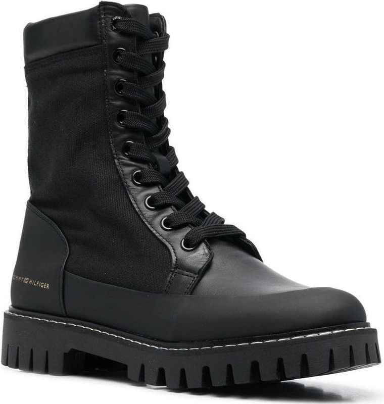 Tommy Hilfiger - Casual Veterschoen - Zwart - Dames - Leer