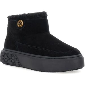 Pinko - Yoko 22 - Kuitlaarzen - Zwart - Suède met Faux-Fur Voering