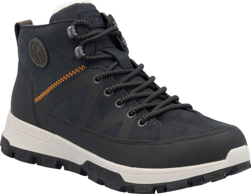 Rieker - Casual Enkelhoge Laarzen - Blauw - Synthetisch Leer - Vetersluiting