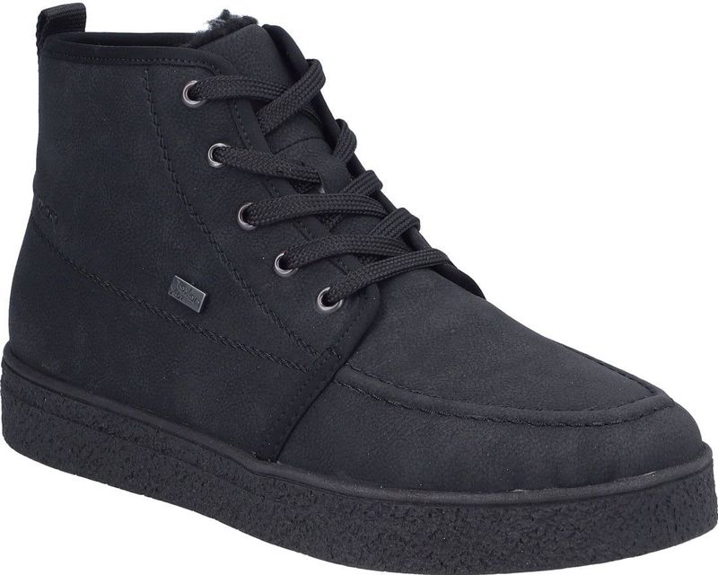 Rieker - Casual Enkelhoge Laarzen - Zwart - Leer - Vetersluiting