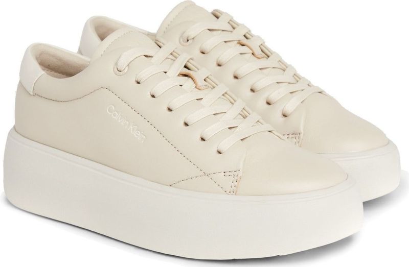 Calvin Klein - Lace-Up Flatform Sneakers - Beige - Leer