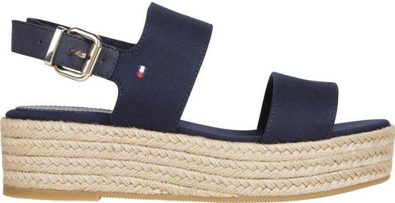 Tommy Hilfiger - MID Wedge Sandal - Espadrilles - Blauw - Katoen/Textiel - Plateauzool