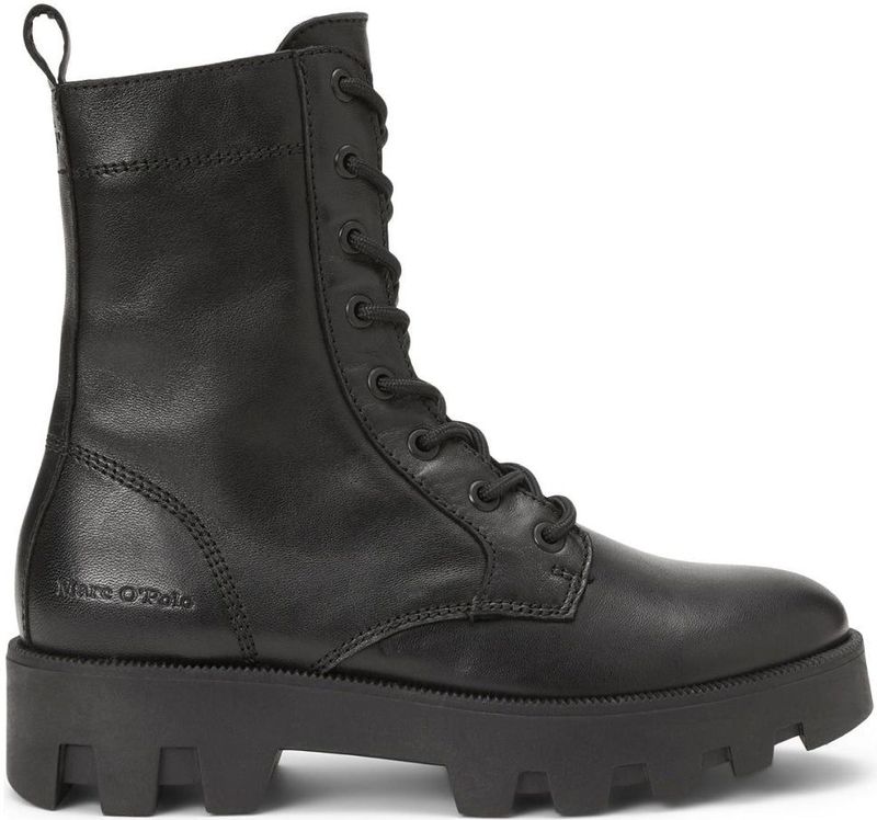 Marc O'Polo - Veterlaarzen - Zwart - Leer - Vetersluiting