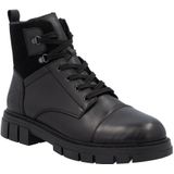 Rieker - Casual Enkelboots - Zwart - Leer - Vetersluiting