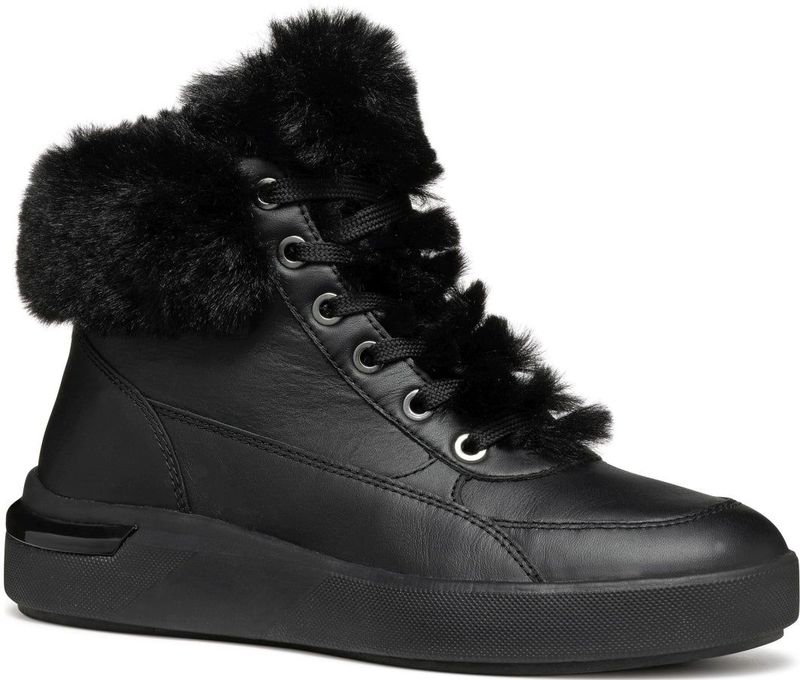 Geox - D46QFA 00085 - Enkellaarsjes - Zwart - Leer/Polyester - Rubber Zool