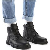 Rieker - Lace-up Enkellaarsjes - Zwart - Leer - Vetersluiting