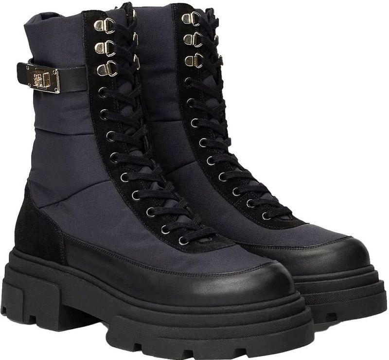 Tommy Hilfiger - Biker Enkellaarsjes - Zwart - Leer