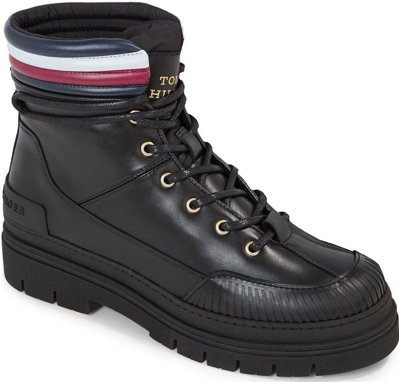 Tommy Hilfiger - Corporate Outdoor - Enkellaarsjes - Zwart - Leer