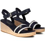 Tommy Hilfiger - Sandalen - Blauw - Katoen - Webbing Wedge Sandal