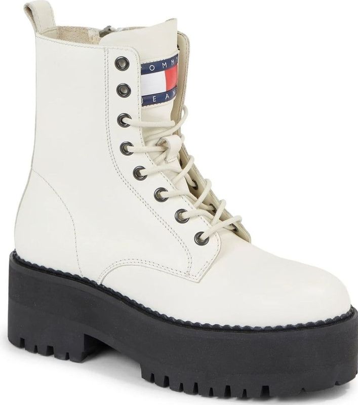 Tommy Jeans - Enkellaarsjes - Wit - Leer