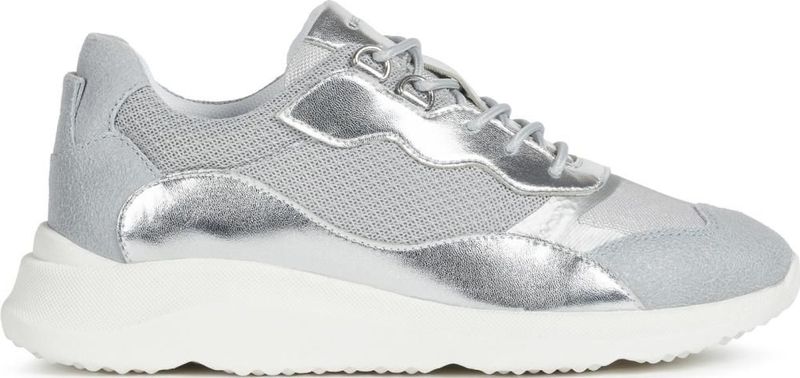 Geox - D Diodiana - Sneakers - Zilver - Nylon, Leer
