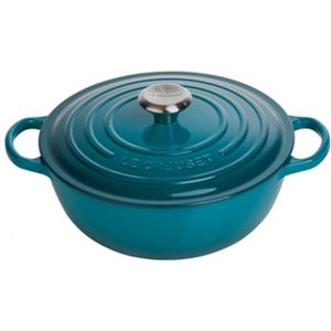 Le Creuset Signature Marmite Braadpan, 26cm deep teal