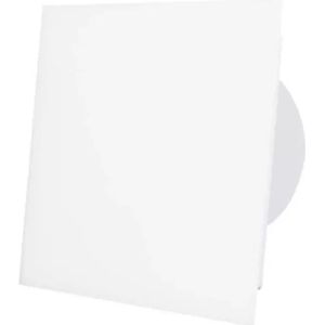 Badkamer ventilator Ø 100 mm met vertraagde start en timer – front van mat wit kunststof