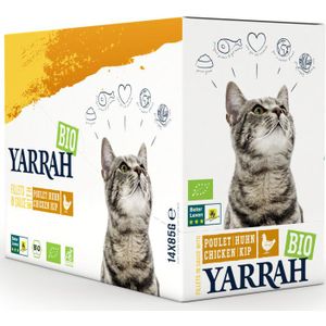 14x Yarrah Bio Kattenvoer Kip 85 gr