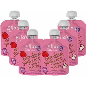 6x Ella's kitchen Yoghurt Griekse Stijl 6+ m Aardbei 90 gr