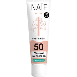 2x Naif Baby & Kids Minerale Zonnebrandcréme 0% Parfum SPF 50 100 ml
