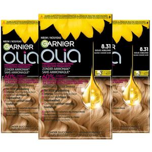 3x Garnier Olia Permanente Haarkleuring 8.31 Goud Asblond