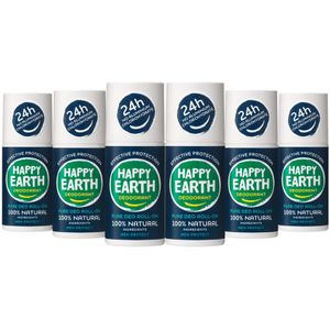 6x Happy Earth 100% Natuurlijke Deodorant Roller Lemon Sandelwood 75 ml