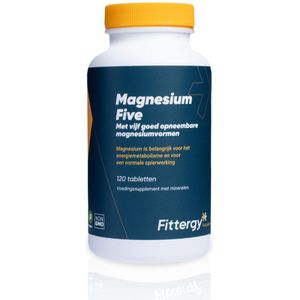 Fittergy - Supplements Magnesium Five - 120 Tabletten - 180 mg Elementair Magnesium per Tablet
