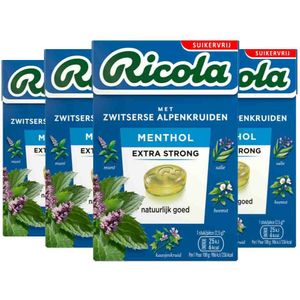 4x Ricola Menthol Extra Strong Suikervrij Doosje 50 gr