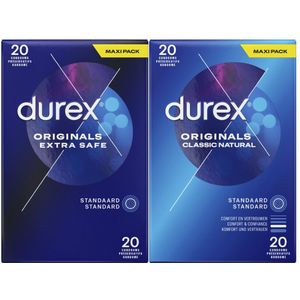 Durex - Extra Safe Condooms 20 stuks & Classic Natural Condooms 20 stuks - Pakket