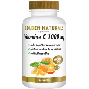 2x Golden Naturals Vitamine C 1000mg Bioflavonoïden Vegan 180 tabletten