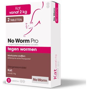 No Worm Pro Ontworming Tabletten Kat vanaf 2 kg 2 tabletten