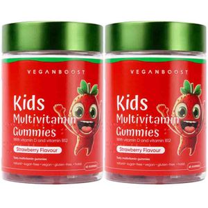 2x Veganboost Kids Multivitaminen Aardbei 60 gummies
