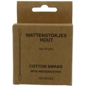 2x Wattenstaafjes Hout in een Doosje 100 stuks