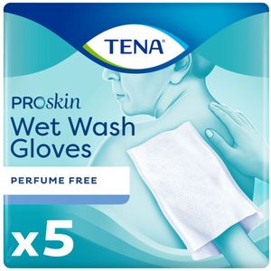 3x TENA Proskin Wet Wash Gloves Zonder Parfum 5 stuks