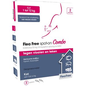 Flea Free Spot-on Combo Anti Vlooiendruppels Kat vanaf 1 kg 2 pipetten