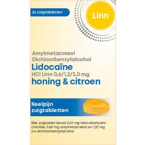 Linn Amylmetacresol Lidocaïne Honing & Citroen 24 tabletten