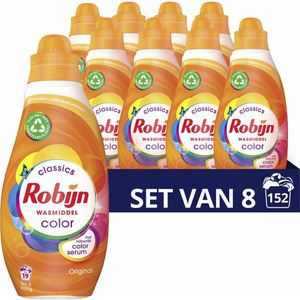 8x Robijn Klein & Krachtig Wasmiddel Color 19 Wasbeurten 665 ml
